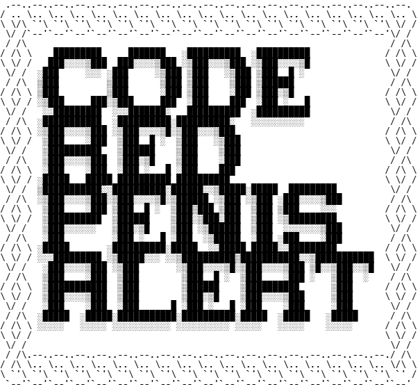 ascii art that reads code red penis alert in the style of DOS fantasy game